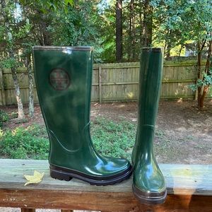 Like New Tory Burch Green Rain/Winter Boots